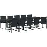 vidaXL 11-dijelni vrtni blagovaonski set crni od tekstilena | shoptok.hr