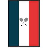  Slika - Black Badminton Rackets Against the Backdrop of the French Flag 80x120 U crnom drvenom okviru | shoptok.hr