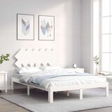  Okvir kreveta s uzglavljem bijeli 120 x 200 cm od masivnog drva | shoptok.hr