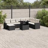 vidaXL 9-dijelni set vrtnih sofa s jastucima crni od poliratana | shoptok.hr