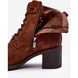 Boto Women's Low Heel Lace-Up Ankle Boots Brown Serellia | shoptok.hr