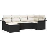 vidaXL 6 Dijelna Vrtna Sofa Postava s Jastučićima Crni Poly Rattan, 2-Sjedna Vrtna Sofa s Pohranom i Jastučićima Crni Poly Rattan | shoptok.hr
