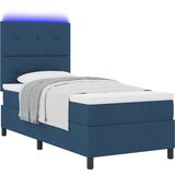 vidaXL postelja z vzmetjo z vzmetnico in LED modra 90x200 cm tkanina, (22067035) | Shoptok.si
