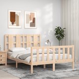 vidaXL Posteljni okvir z vzglavjem 140x190 cm trden les Cene