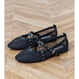 Gemre Black mesh ballet flats with decorative buckle Zerid | Shoptok.si