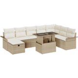 vidaXL 9-delni vrtnji kavč set z blazinami Bež Poli Ratan | Shoptok.si