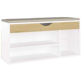 vidaXL klupa za cipele s jastukom bijela/hrast 104x30x49 cm od iverice | shoptok.hr