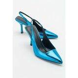 LuviShoes Ferry Blue Metallic Women's Heeled Shoes Cene