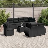 Maison Chic Seti vrtnega pohištva - Vrtna garnitura - Vrtni pohištvo set 9-delna z blazinami črn poli ratan, (21806274) | Shoptok.si