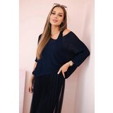 Kesi Włoski Pleated dress with an openwork sweater navy blue | Shoptok.si