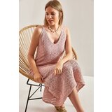 Bianco Lucci women's strappy openwork summer knitwear dress cene