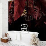  Foto tapeta - Jungle and composition - red and gold leaf motif on black background 350x256 | shoptok.hr