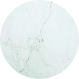 vidaXL Mizna plošča bela Ø70x0,8 cm kaljeno steklo z marmorjem | Shoptok.si