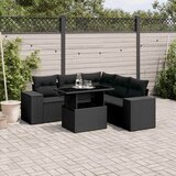 Maison Chic Seti vrtnega pohištva - Vrtna garnitura - Vrtni pohištvo set 6-delna z blazinami črna poli ratan, (21804108) | Shoptok.si