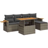 vidaXL 7-dijelni set vrtnih sofa poliratan i bagrem s jastucima sivi | shoptok.hr