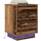  Noćni ormarić s LED svjetlima boja drva 38x34x50 cm | shoptok.hr