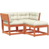  3-dijelni set vrtnih sofa s jastucima voštano smeđi od borovine | shoptok.hr
