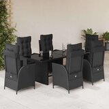 vidaXL 7-dijelni vrtni blagovaonski set s jastucima crni od poliratana | shoptok.hr