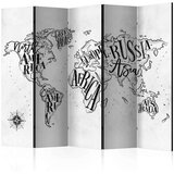  Paravan u 5 dijelova - Retro Continents (Grey) II [Room Dividers] 225x172 Cijene