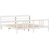  posteljni okvir z vzglavjem, trden borov les, bela, 200×200 cm | Shoptok.si
