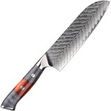 IZMAEL Damaskast kuhinjski nož YA-37554 - Santoku / Rdeča / Siva | Shoptok.si