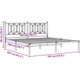  Metalni okvir za krevet s uzglavljem bijeli 180x200 cm | shoptok.hr