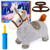 Lean Toys Napihljiv plišasti konj za skakanje siva | Shoptok.si