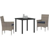  Set stola i stolica 3 pcs Siva i tamnoplava PE ratan | Eponuda.ba
