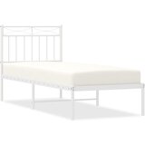 Maison Chic Kovinski Posteljni okvir - Enojna postelja - Postelja za odrasle z vzglavjem bel 80x200 cm, (21694171) | Shoptok.si