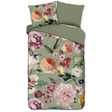 Descanso Zelena posteljina za krevet za jednu osobu/za produženi krevet od pamučnog satena 140x220 cm Fiori – u