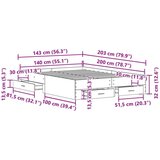  Krevet s ladicama Staro drvo Konstruirano drvo 140 x 200 cm | shoptok.hr