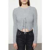 Trendyol Gray Crop Blouse-Cardigan Set Knitwear Cardigan | Eponuda.ba