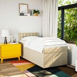 vidaXL Box spring postelja z vzmetnico krem 90x200 cm blago | Shoptok.si