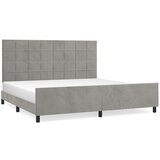 The Living Store Posteljni okvir z vzglavjem svetlo siv 200x200 cm žamet - Posteljni Okvir Z Vzglavjem, (21488882) | Shoptok.si