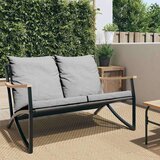 vidaXL Vrtna klop z blazinami 120 cm črno jeklo | Shoptok.si