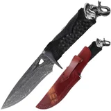 Damastni lovački nož HARAHU KE - 39480 - Crna / Crvena KP39480