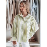 DStreet Koszula damska oversize z dłuższym tyłem SAMONE w zielono-białe paski | Shoptok.si