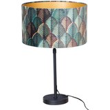 QAZQA Tafellamp zwart met velours lampenkap blad dessin met gouden binnenkant - Parte | Shoptok.si