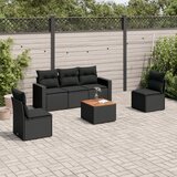  6-dijelni set vrtnih sofa s jastucima crni od poliratana Cijene