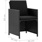  11-dijelni vrtni blagovaonski set od poliratana s jastucima crni | shoptok.hr