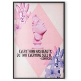 Plakat - Confucius on Beauty - a bust in pink with flowers and a quote 40x60 Crni okvir | shoptok.hr