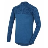 Husky merino thermal underwear long men's t-shirt with dark zipper. blue Cene