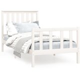  The Living Store Posteljni okvir z vzglavjem bel 100x200 cm trdna borovina - Posteljni Okvir, (21444356) | Shoptok.si
