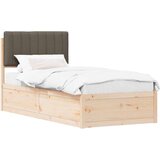 vidaXL Krevetni okvir s tapiciranim uzglavljem Sivo-smeđa 90 x 190 cm | shoptok.hr