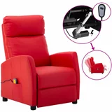 Električna masažna fotelja crvena od umjetna koža