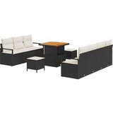  10 komada vrtni set sofa s jastučićima crni poli ratan akacija 2-sjedalna vrtna sofa s pohranom i jastučićima crni poli ratan Cijene