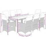  9-dijelni vrtni blagovaonski set s jastucima crni od poliratana Crna 190 x 90 x 75 cm | shoptok.hr