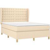  Box spring postelja z vzmetnico krem 140x200 cm blago, (20894595) | Shoptok.si