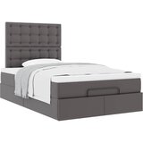 vidaXL Otomanski posteljni okvir z vzmetnico siv 120x200 cm um. usnje | Shoptok.si