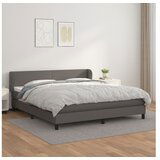 vidaXL Box spring postelja z vzmetnico siv 160x200 cm umetno | Shoptok.si